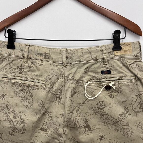 Faherty Mens Chino Shorts All Over Map Print Flat Front Cotton/Spandex NWT Sz 31 - Picture 6 of 7